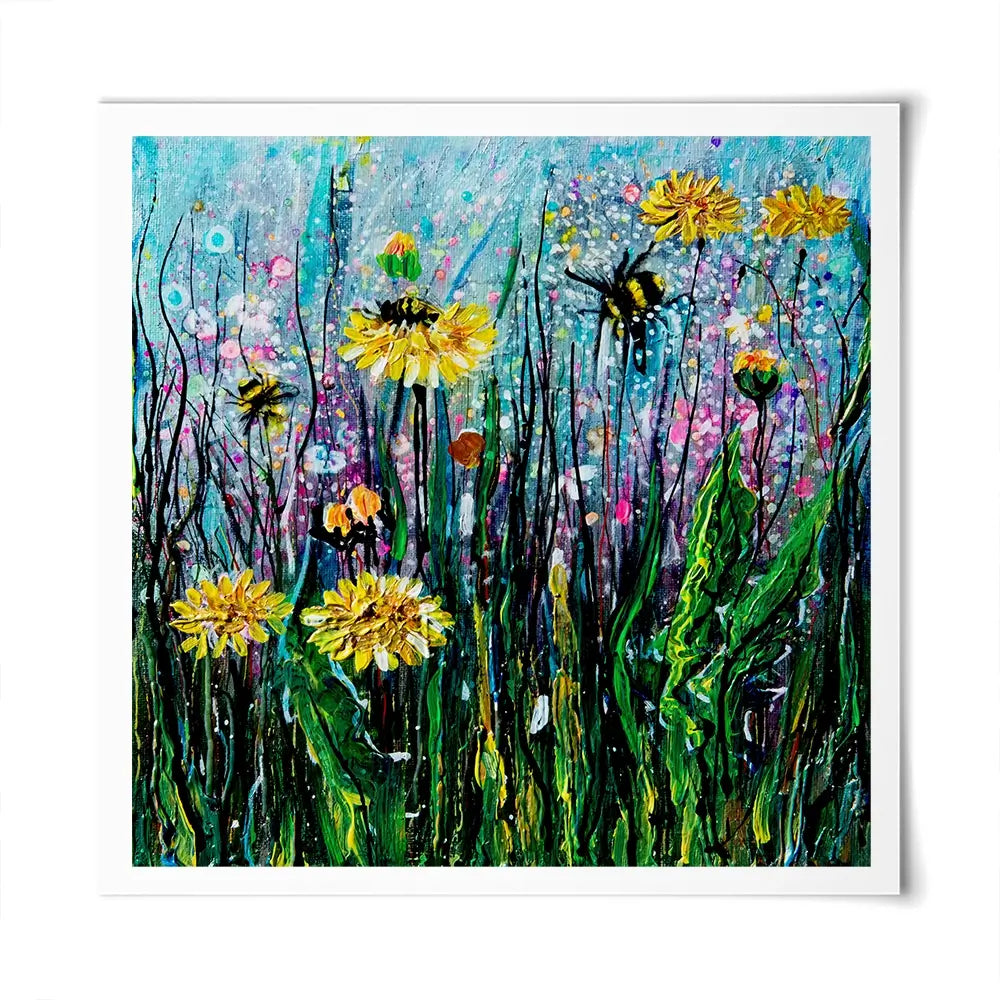 Field Of Flowers And A Bee Square Art Print Field Of Flowers And A Bee Square Art Print wall art product Lena Owens - Independent