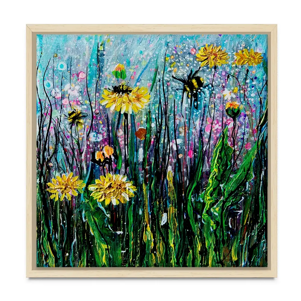 Field Of Flowers And A Bee Square Canvas Print Field Of Flowers And A Bee Square Canvas Print wall art product Lena Owens - Independent