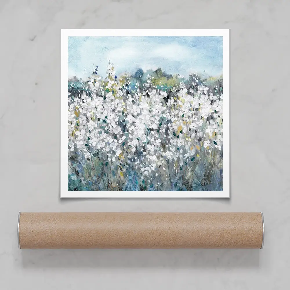 Fields In White Bloom Square Art Print Fields In White Bloom Square Art Print wall art product Carol Robinson