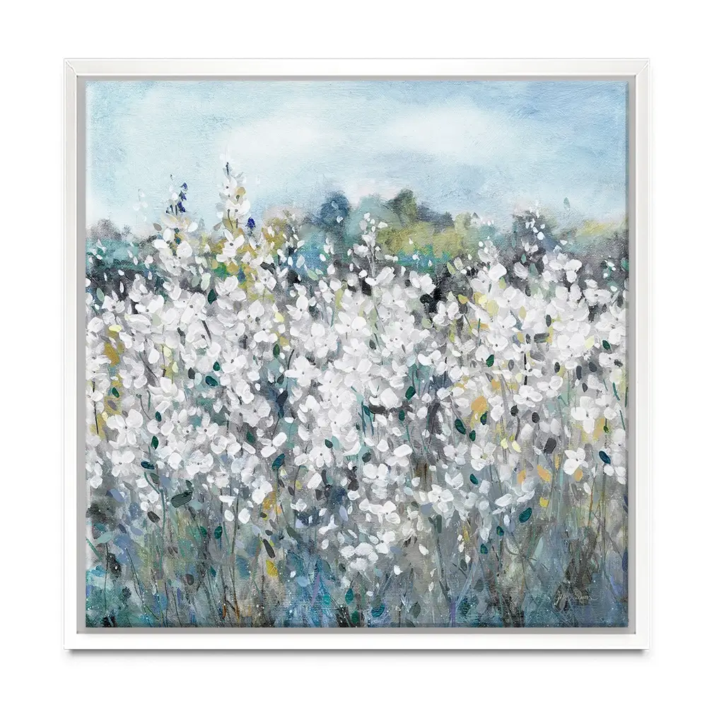 Fields In White Bloom Square Canvas Print Fields In White Bloom Square Canvas Print wall art product Carol Robinson