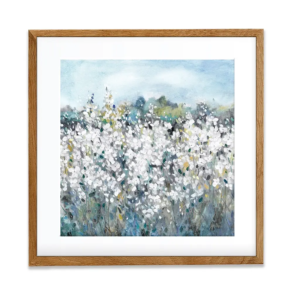 Fields In White Bloom Square Framed Art Print Fields In White Bloom Square Framed Art Print wall art product Carol Robinson