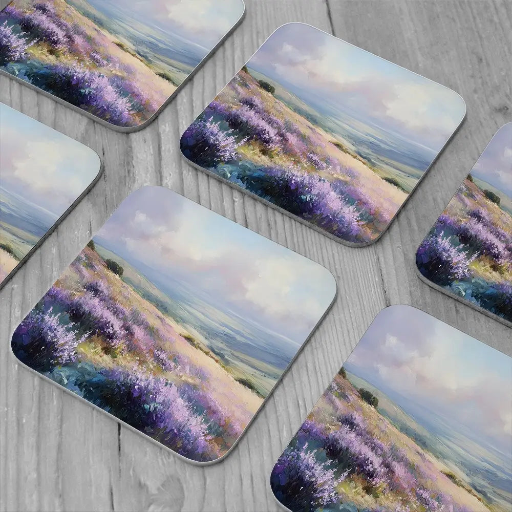 Fields Of Lavender Coaster Set Fields Of Lavender Coaster Set wall art product Tanya Ocean