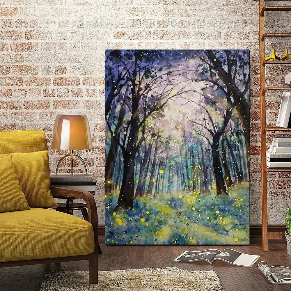 Fireflies Forest Canvas Print Fireflies Forest Canvas Print wall art product Tinna widianti / Shutterstock