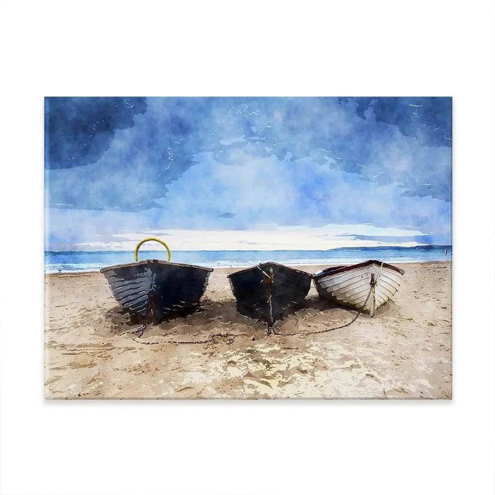 Fishing Boats Under A Brooding Sky Canvas Print Fishing Boats Under A Brooding Sky Canvas Print wall art product Helen Hotson / Shutterstock