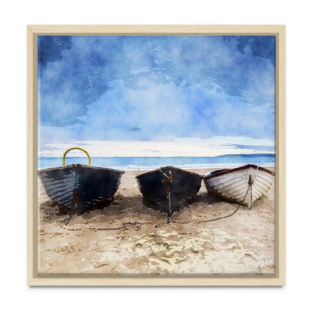 Fishing Boats Under A Brooding Sky Square Canvas Print Fishing Boats Under A Brooding Sky Square Canvas Print wall art product Art Print Shop