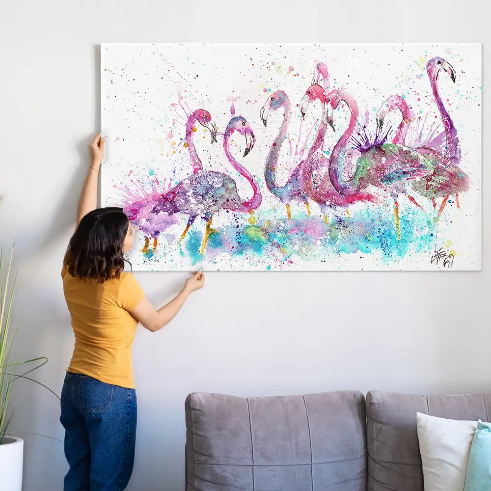 Flamingo Gathering Oversized Canvas Print Flamingo Gathering Oversized Canvas Print wall art product Jamie Taylor