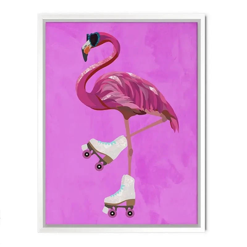 Flamingo Roller Skating Canvas Print Flamingo Roller Skating Canvas Print wall art product Sarah Manovski