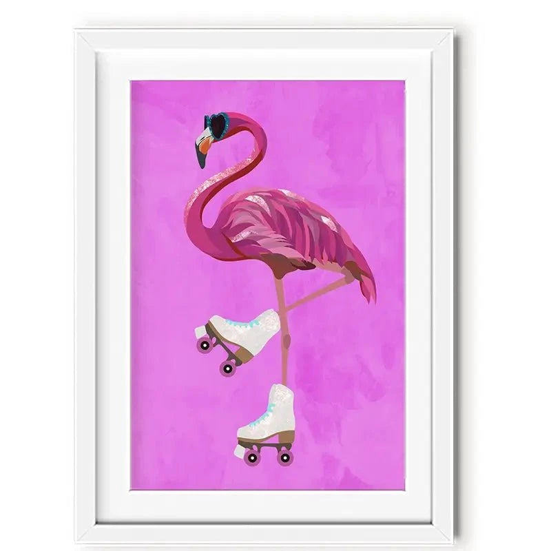 Flamingo Roller Skating Framed Art Print Flamingo Roller Skating Framed Art Print wall art product Sarah Manovski