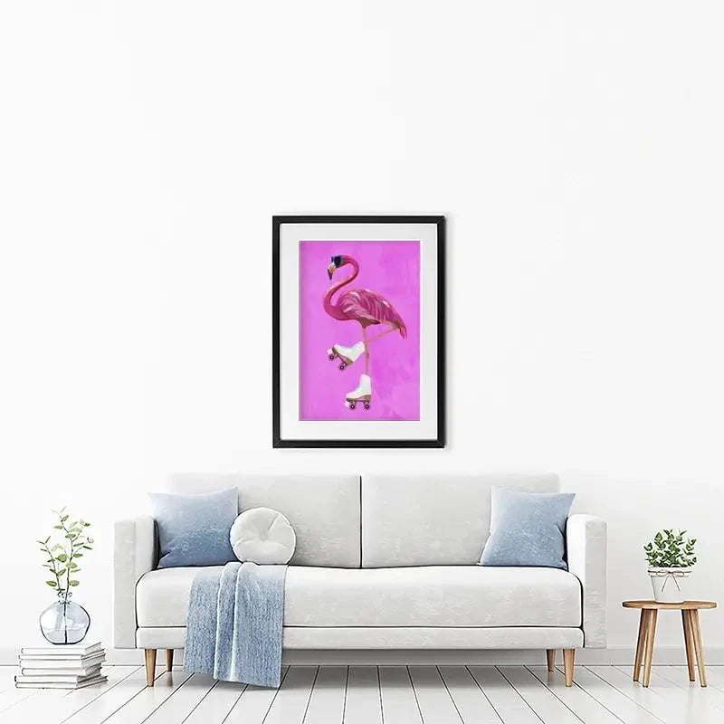 Flamingo Roller Skating Framed Art Print Flamingo Roller Skating Framed Art Print wall art product Sarah Manovski
