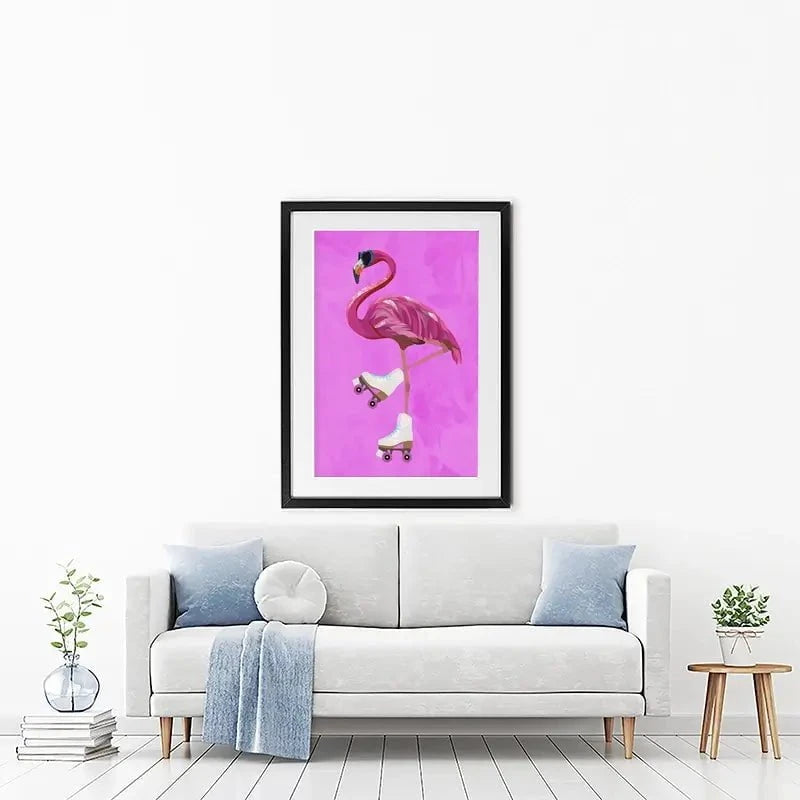 Flamingo Roller Skating Framed Art Print Flamingo Roller Skating Framed Art Print wall art product Sarah Manovski