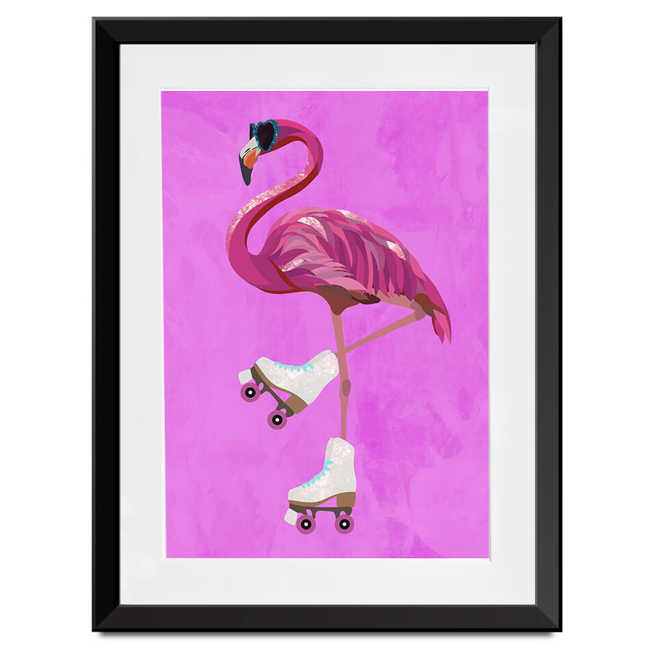 Flamingo Roller Skating Framed Art Print Flamingo Roller Skating Framed Art Print wall art product Sarah Manovski