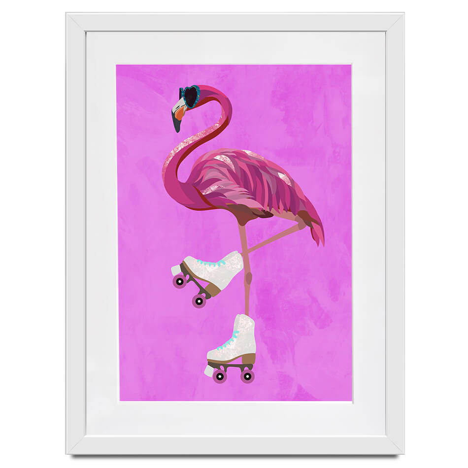 Flamingo Roller Skating Framed Art Print Flamingo Roller Skating Framed Art Print wall art product Sarah Manovski