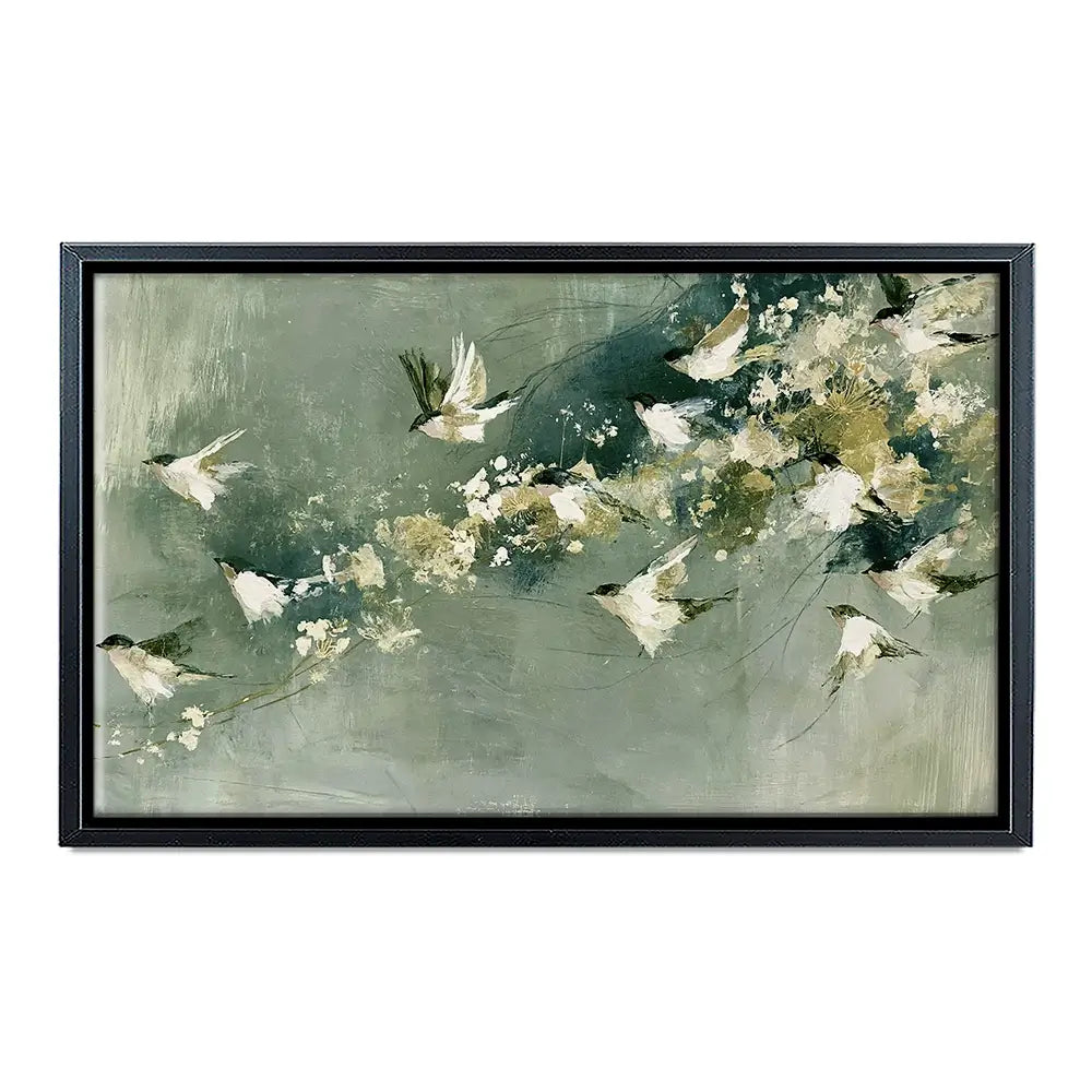 Flight Past Blossoms Canvas Print Flight Past Blossoms Canvas Print wall art product Chromatic Storm Studio