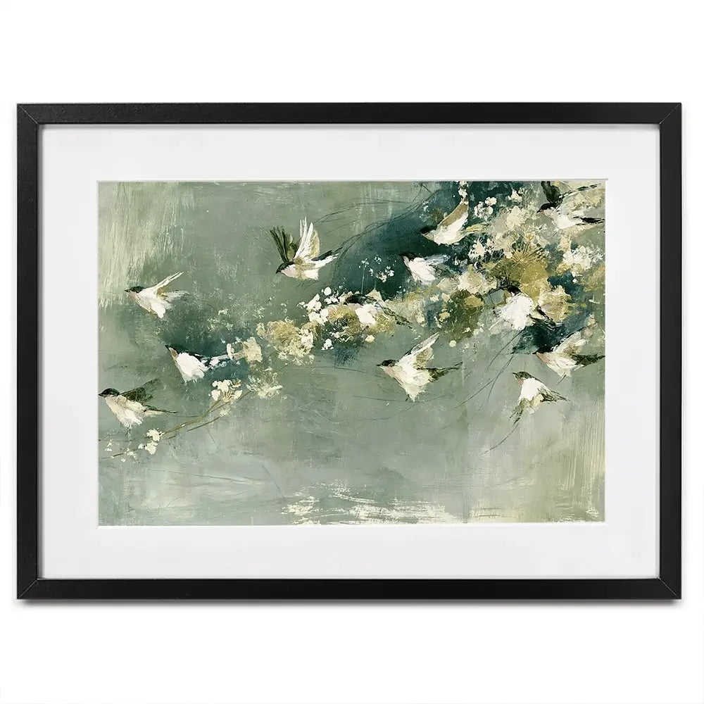 Flight Past Blossoms Framed Art Print Flight Past Blossoms Framed Art Print wall art product Chromatic Storm Studio