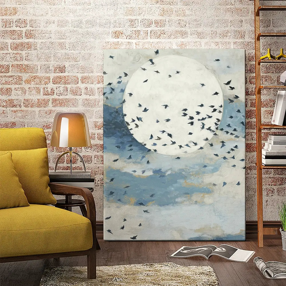Floating Moon Bird Cloud Canvas Print Floating Moon Bird Cloud Canvas Print wall art product Chromatic Storm Studio