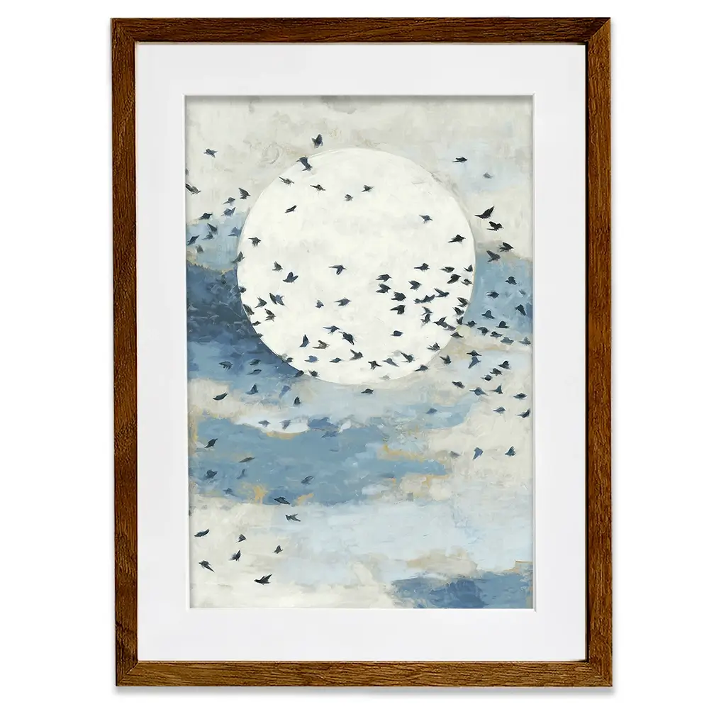 Floating Moon Bird Cloud Framed Art Print Floating Moon Bird Cloud Framed Art Print wall art product Chromatic Storm Studio