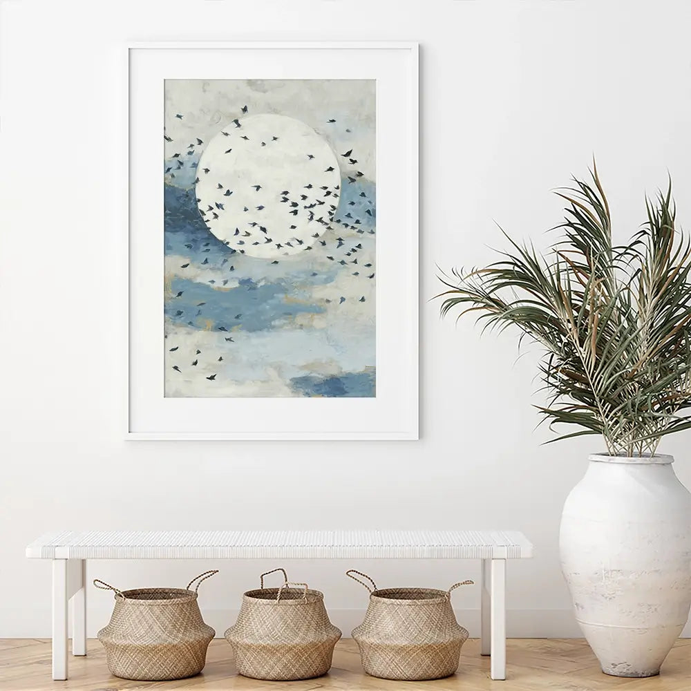 Floating Moon Bird Cloud Framed Art Print Floating Moon Bird Cloud Framed Art Print wall art product Chromatic Storm Studio
