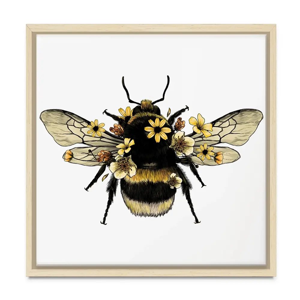 Floral Bumblebee Square Canvas Print Floral Bumblebee Square Canvas Print wall art product Serafima Dashkevich / Shutterstock