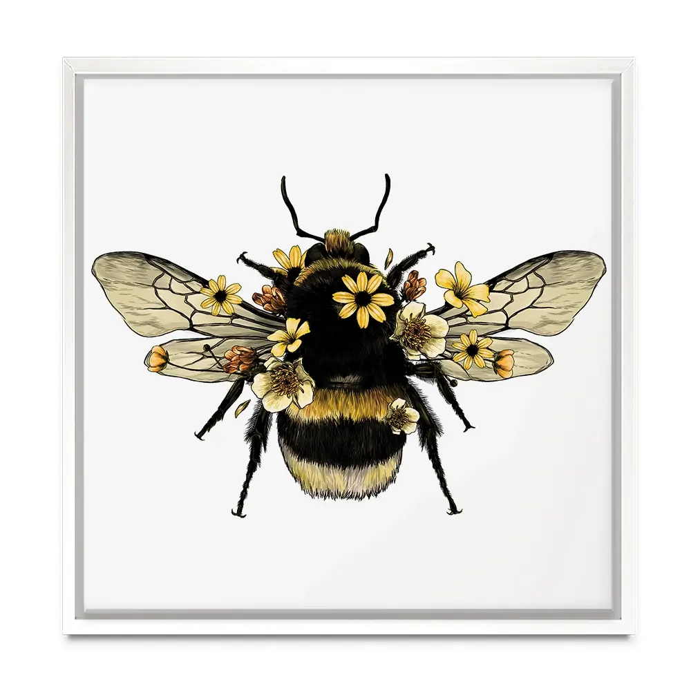 Floral Bumblebee Square Canvas Print Floral Bumblebee Square Canvas Print wall art product Serafima Dashkevich / Shutterstock