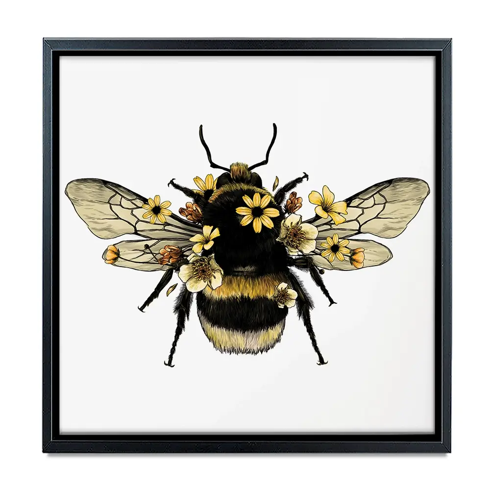 Floral Bumblebee Square Canvas Print Floral Bumblebee Square Canvas Print wall art product Serafima Dashkevich / Shutterstock