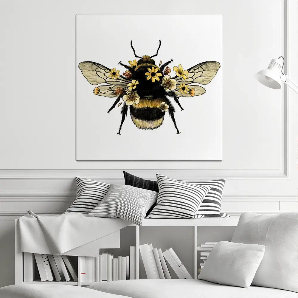 Floral Bumblebee Square Canvas Print Floral Bumblebee Square Canvas Print wall art product Serafima Dashkevich / Shutterstock