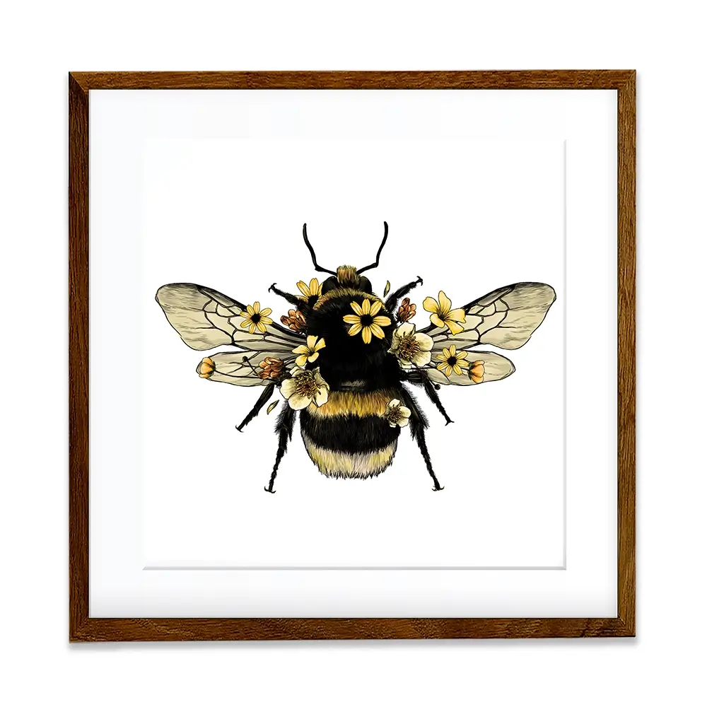 Floral Bumblebee Square Framed Art Print Floral Bumblebee Square Framed Art Print wall art product Serafima Dashkevich / Shutterstock