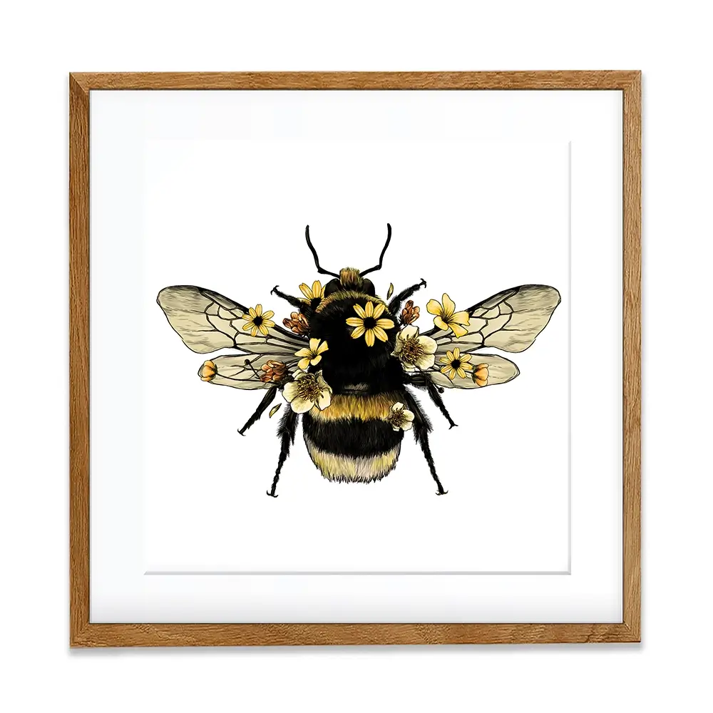 Floral Bumblebee Square Framed Art Print Floral Bumblebee Square Framed Art Print wall art product Serafima Dashkevich / Shutterstock