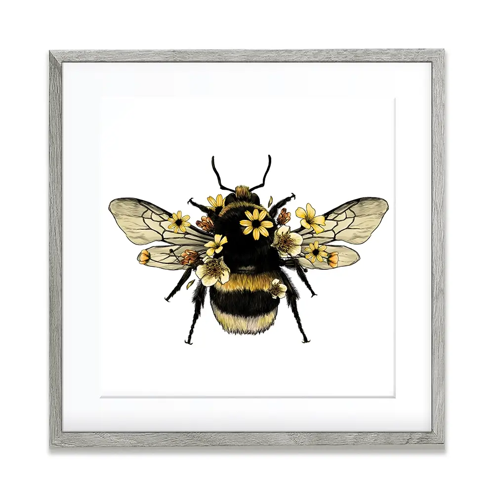 Floral Bumblebee Square Framed Art Print Floral Bumblebee Square Framed Art Print wall art product Serafima Dashkevich / Shutterstock