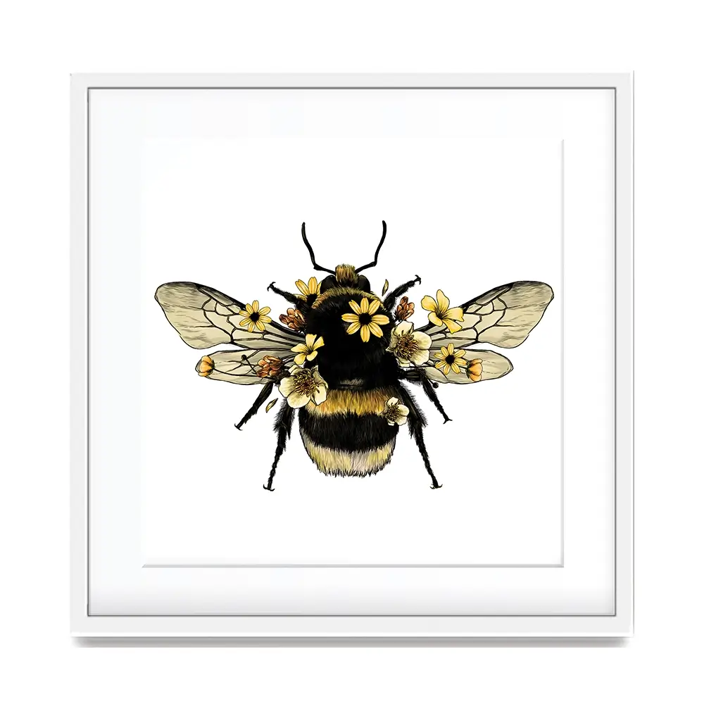 Floral Bumblebee Square Framed Art Print Floral Bumblebee Square Framed Art Print wall art product Serafima Dashkevich / Shutterstock