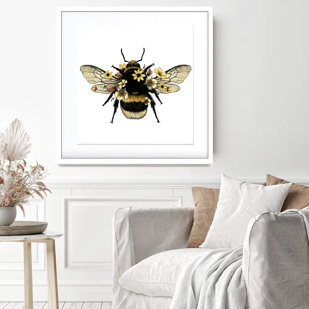 Floral Bumblebee Square Framed Art Print Floral Bumblebee Square Framed Art Print wall art product Serafima Dashkevich / Shutterstock