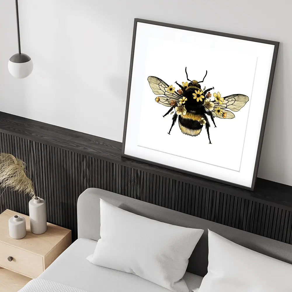 Floral Bumblebee Square Framed Art Print Floral Bumblebee Square Framed Art Print wall art product Serafima Dashkevich / Shutterstock