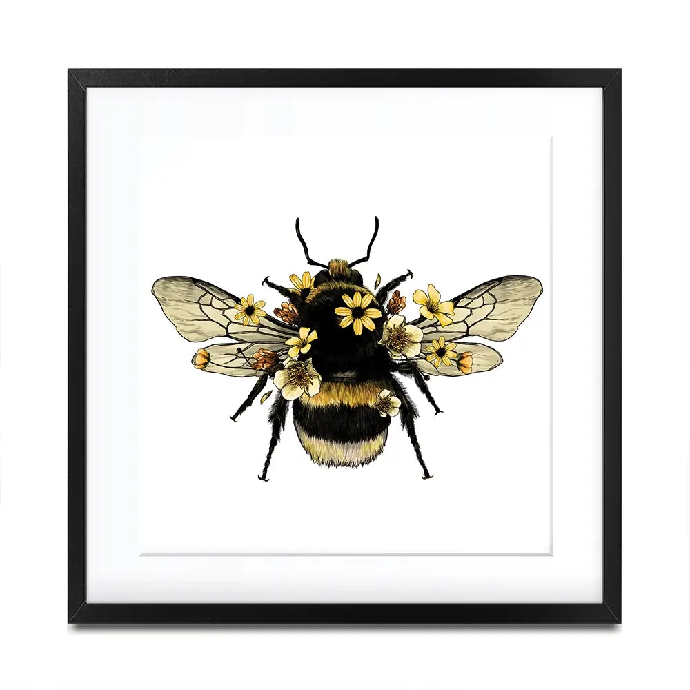 Floral Bumblebee Square Framed Art Print Floral Bumblebee Square Framed Art Print wall art product Serafima Dashkevich / Shutterstock