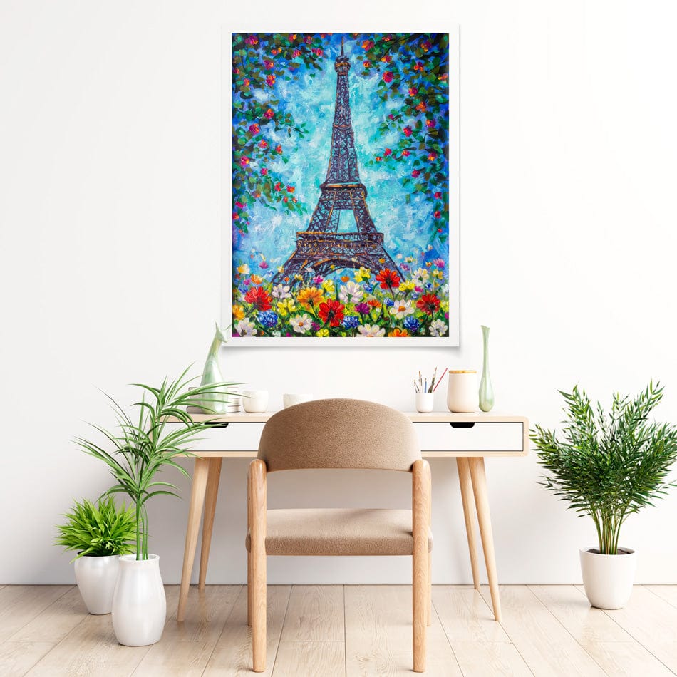 Floral Eiffel Tower Art Print wall art product / Shutterstock
