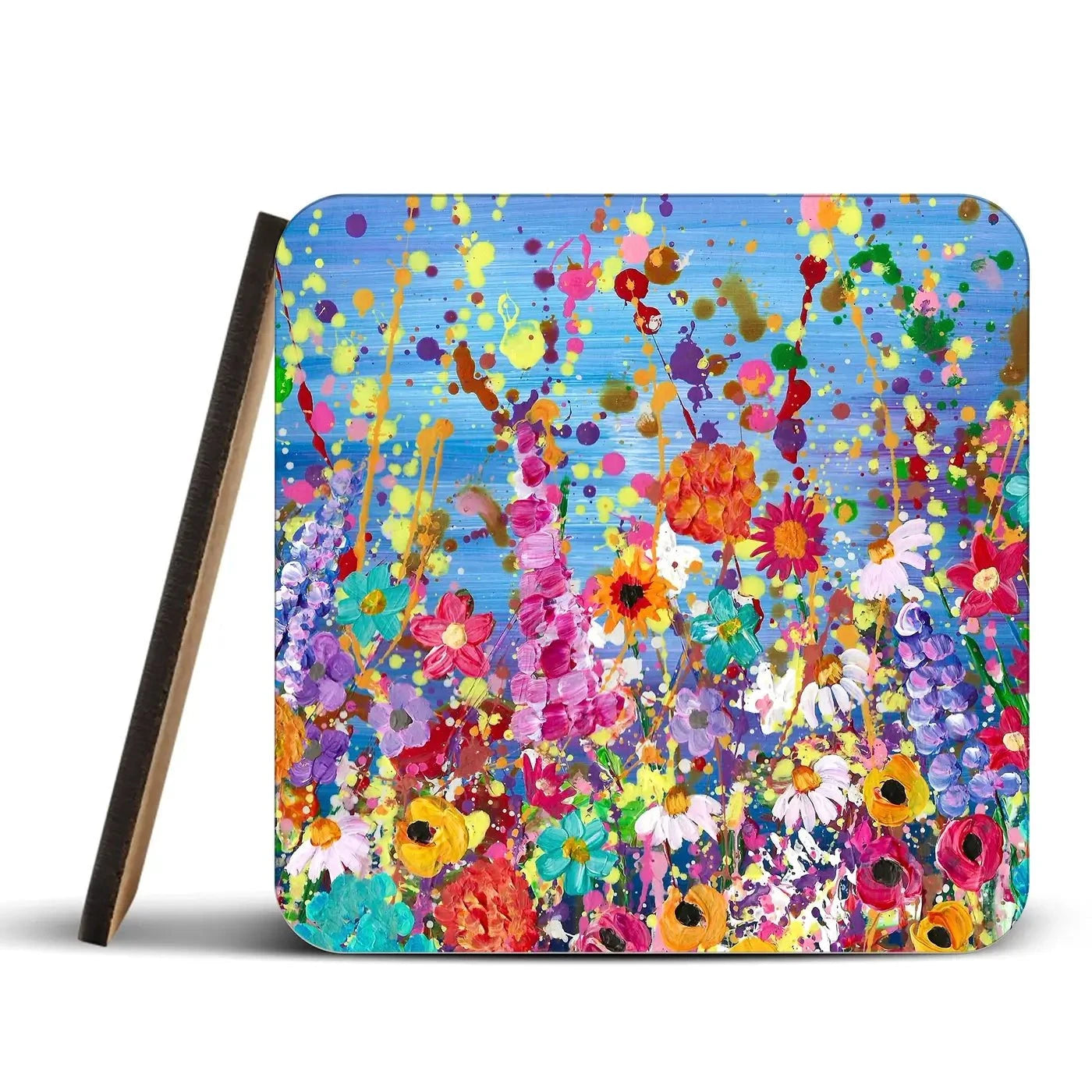 Floral Eruption Coaster Set Rainbow Soul Tree Coaster Set | Rainbow Soul Tree Art Coasters wall art product Emma LC Art