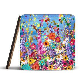 Floral Eruption Coaster Set Rainbow Soul Tree Coaster Set | Rainbow Soul Tree Art Coasters wall art product Emma LC Art
