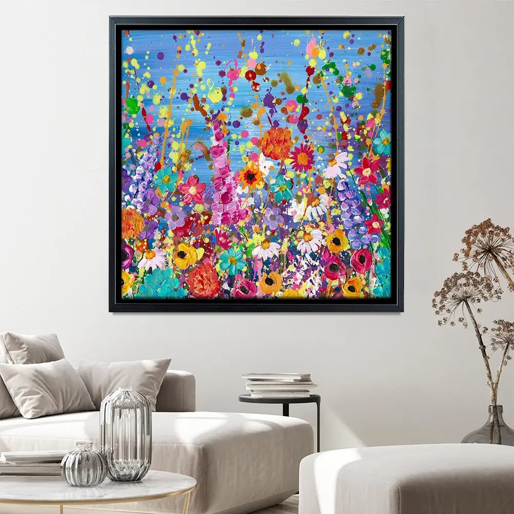 Floral Eruption Square Canvas Print Floral Eruption Square Canvas Print wall art product Emma LC Art