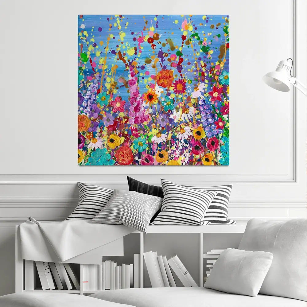Floral Eruption Square Canvas Print Floral Eruption Square Canvas Print wall art product Emma LC Art