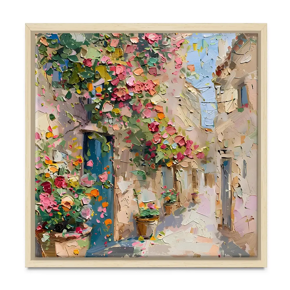 Floral Filled Streets Square Canvas Print Floral Filled Streets Square Canvas Print wall art product Elena Avanesova