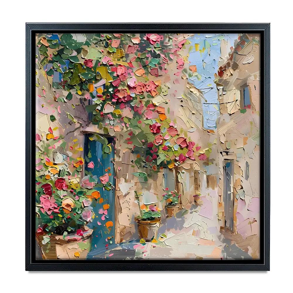 Floral Filled Streets Square Canvas Print Floral Filled Streets Square Canvas Print wall art product Elena Avanesova