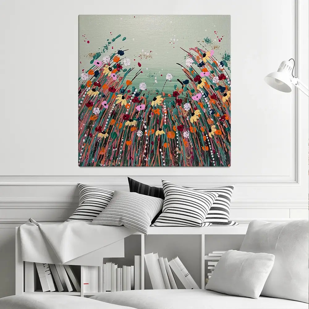 Floral Fresh Square Canvas Print Floral Fresh Square Canvas Print wall art product Emma LC Art