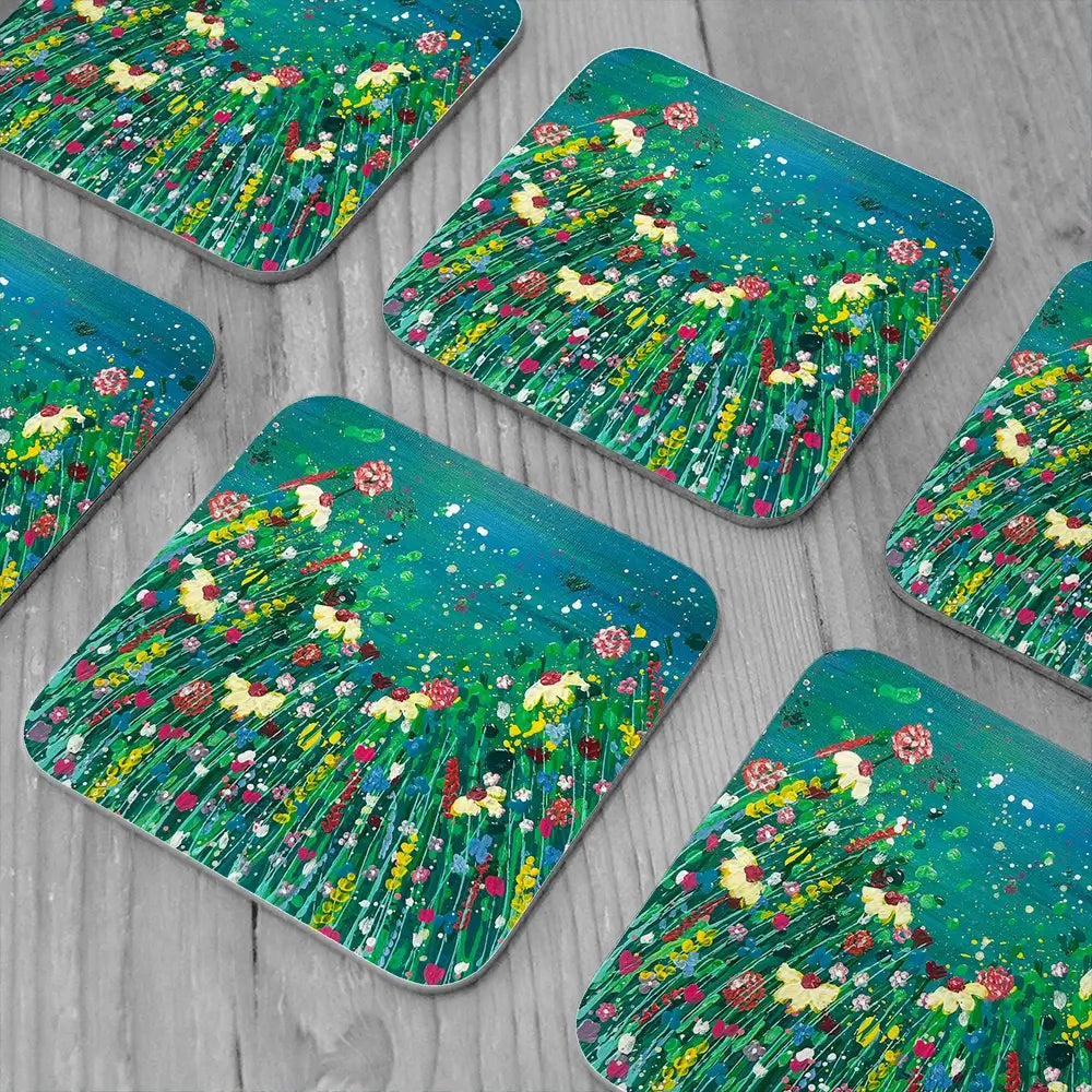 Floral Green Coaster Set Floral Green Coaster Set wall art product Emma LC Art