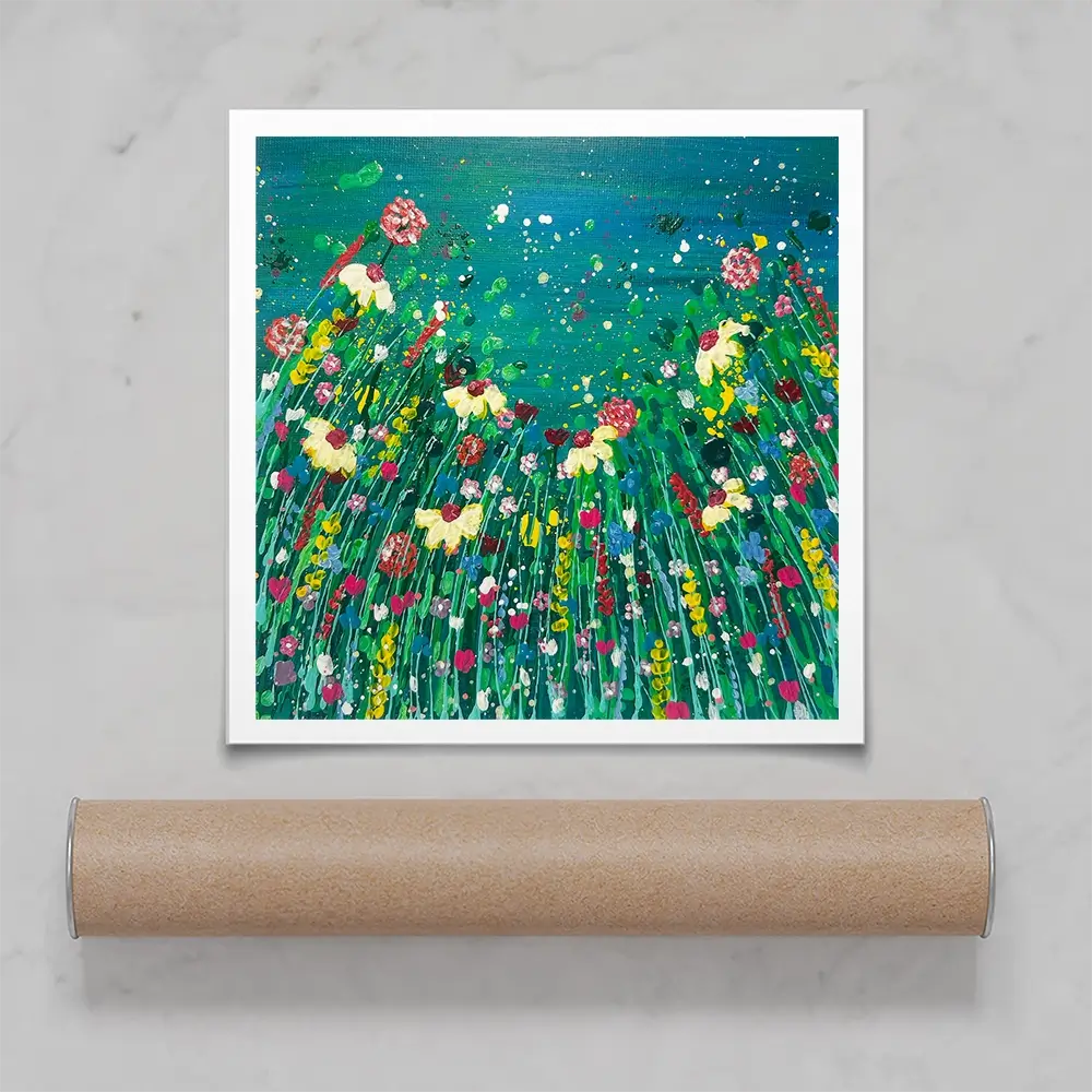 Floral Green Square Art Print Floral Green Square Art Print wall art product Emma LC Art