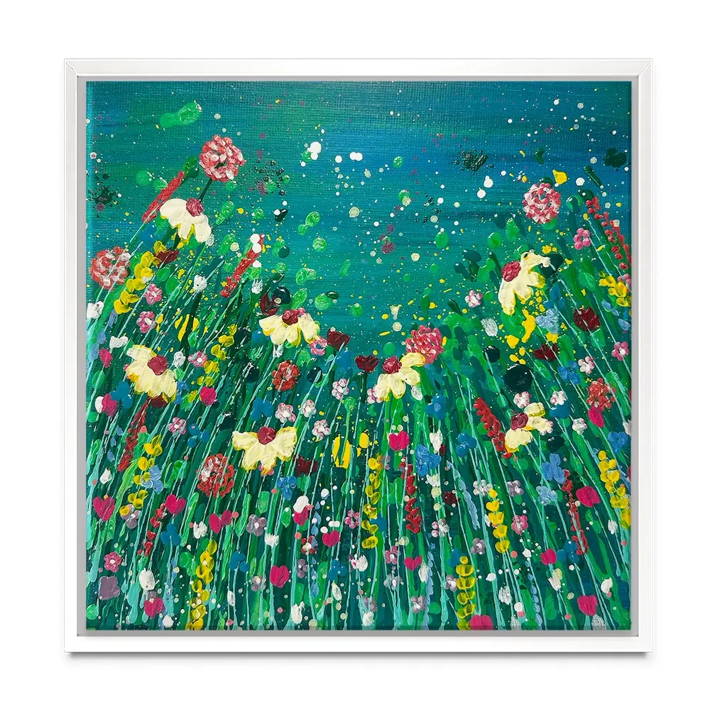 Floral Green Square Canvas Print Floral Green Square Canvas Print wall art product Emma LC Art