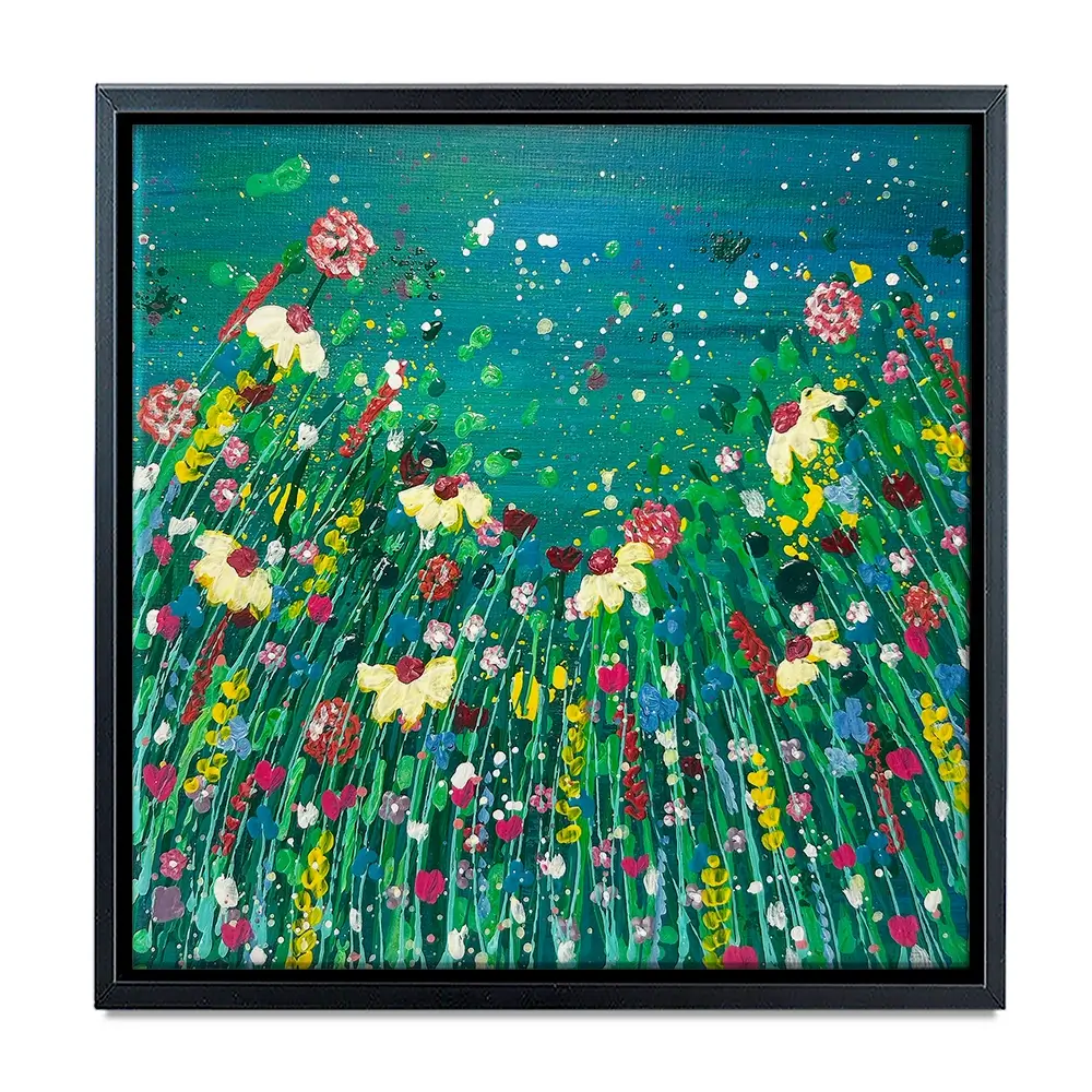 Floral Green Square Canvas Print Floral Green Square Canvas Print wall art product Emma LC Art