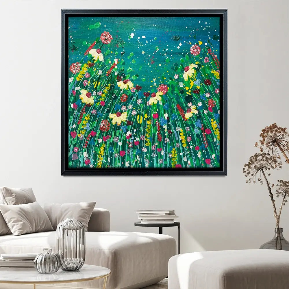Floral Green Square Canvas Print Floral Green Square Canvas Print wall art product Emma LC Art