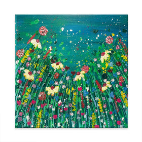 Floral Green Square Canvas Print Floral Green Square Canvas Print wall art product Emma LC Art