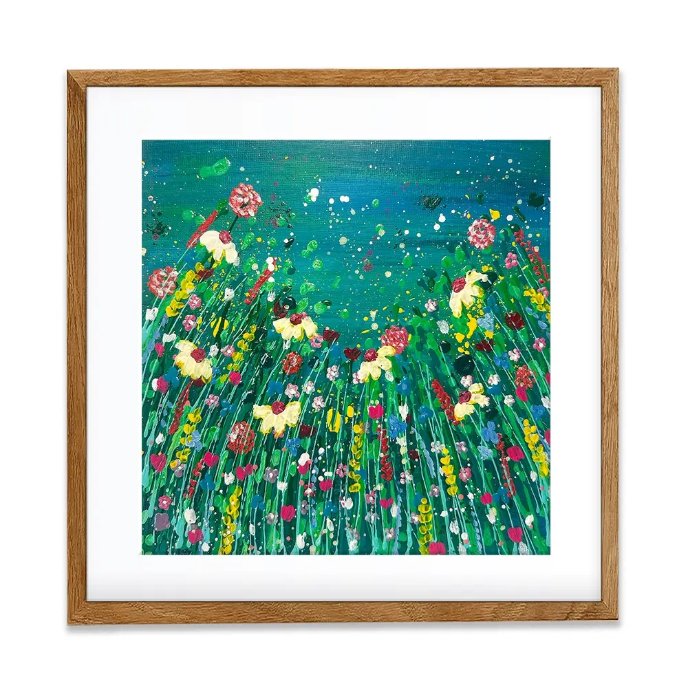 Floral Green Square Framed Art Print Floral Green Square Framed Art Print wall art product Emma LC Art