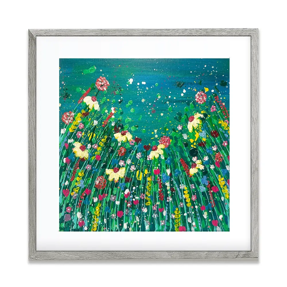 Floral Green Square Framed Art Print Floral Green Square Framed Art Print wall art product Emma LC Art