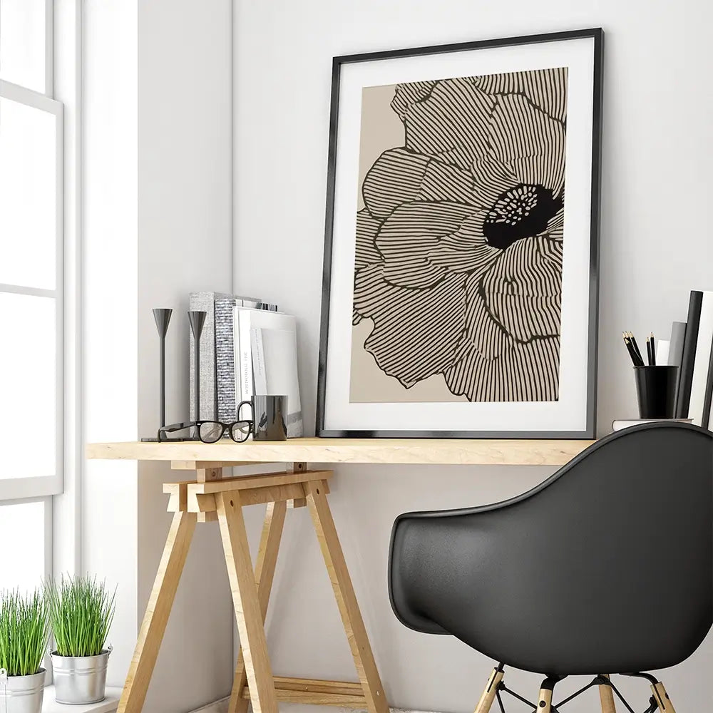 Floral Lines Framed Art Print Floral Lines Framed Art Print wall art product IAmHomeStudio