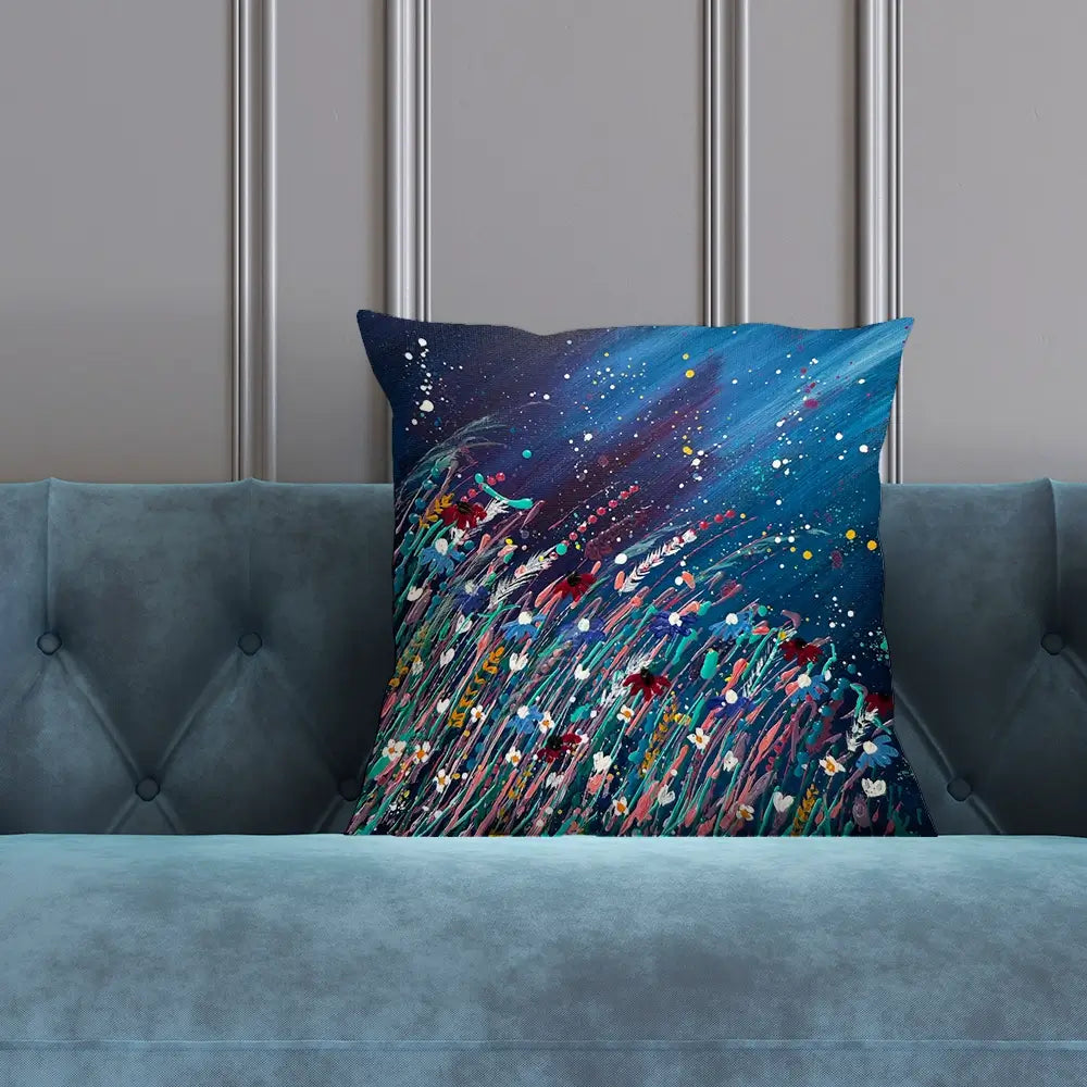 Floral Navy Nights Cushion Floral Navy Nights Cushion wall art product Emma LC Art
